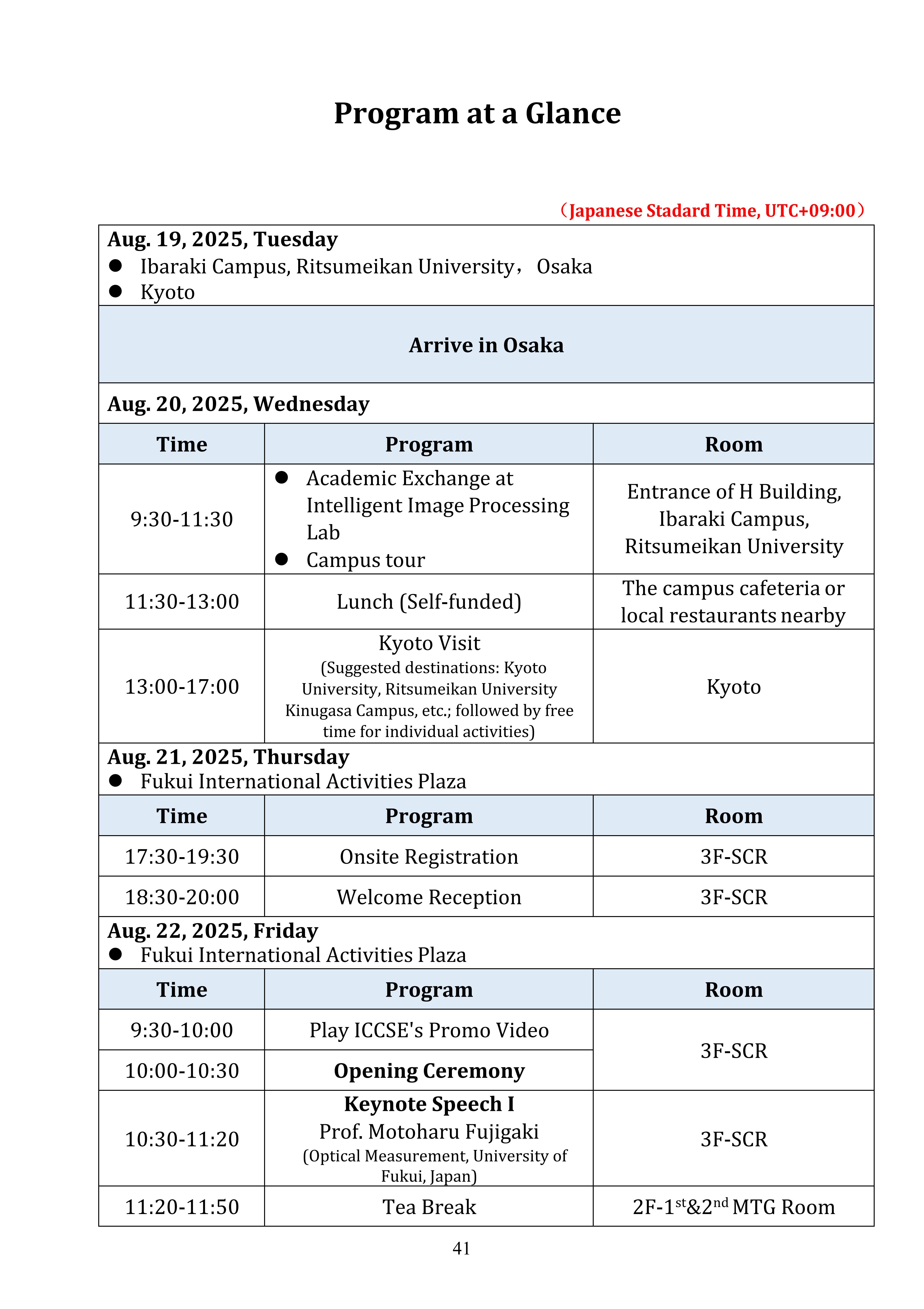Program at a Glance 1